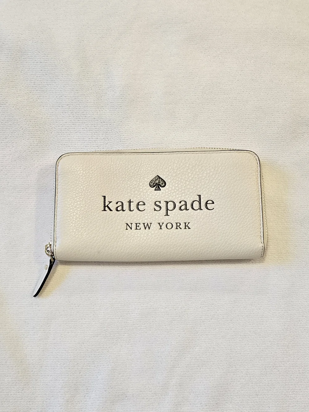 Kate Spade Ella Cream Pebbled Leather Zip Around Wallet
